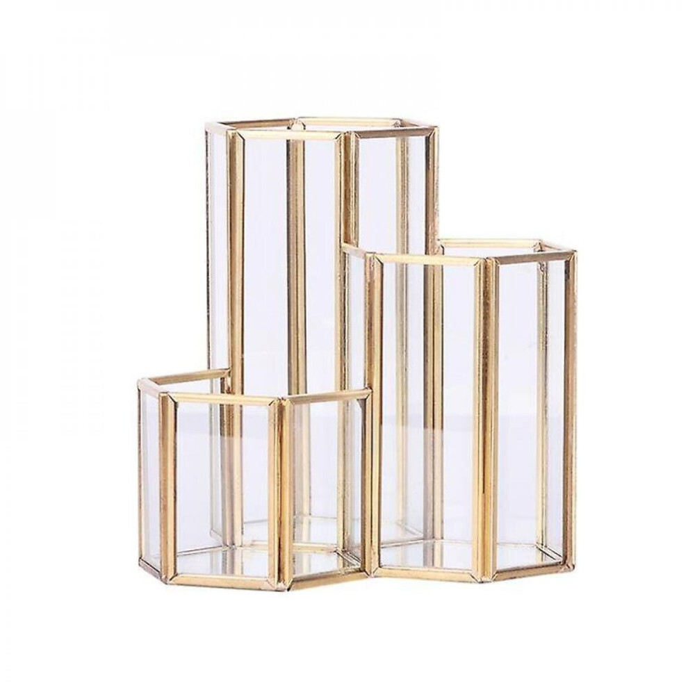 Photos - Other Furniture HKHBJS Glass Copper Hexagon Composite Pen Holder Makeup Brush Glass Box Multifunction Desktop Organizers 