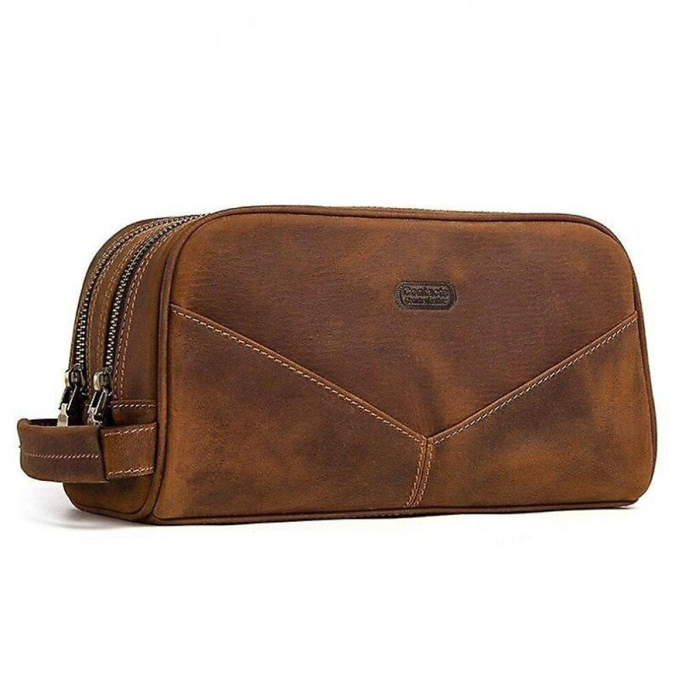 Hkhbjs Leather Men's Cosmetic Bag Vintage Makeup Bag Travel Toiletry Bags Cases