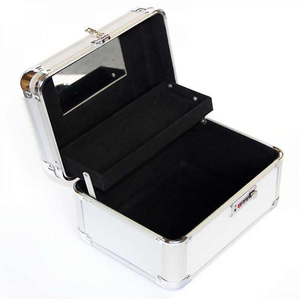 Hkhbjs Double Deck Makeup Organizer Cosmetic Box With Mirror Cosmetic Case With Lock Boxes Bins
