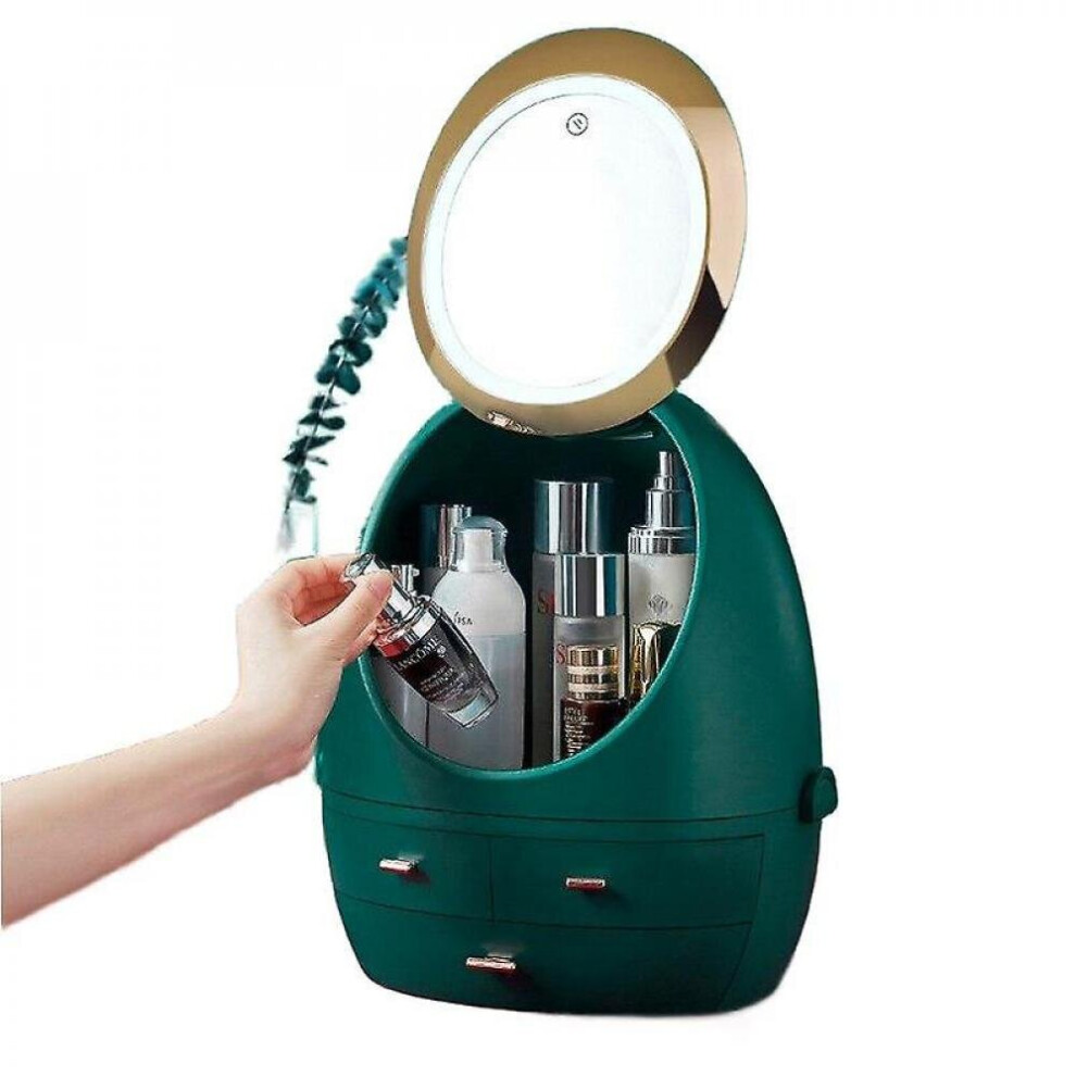 Hkhbjs Light Led Makeup Organizer Hd Mirror Cosmetic Storage Box Protable Creative Beauty Organizers