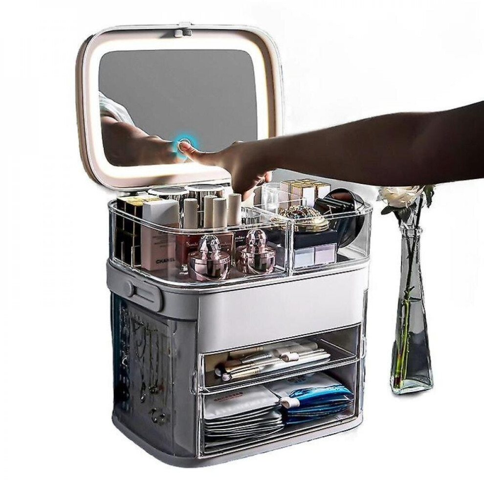 Hkhbjs Led Mirror Cosmetic Organizer Portable Makeup Storage Box Jewelry Box Storage Case|