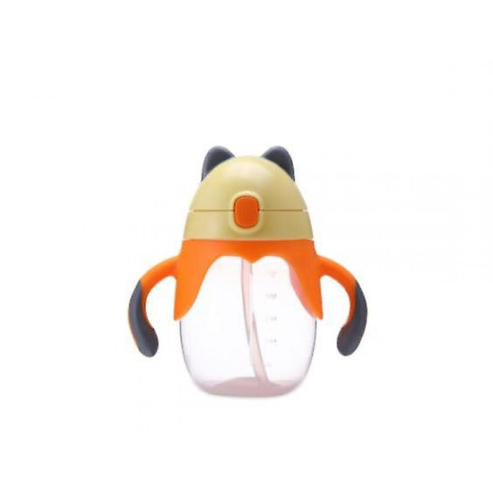 Kids Lovely Cup Cartoon Children Learn Drinking Straw Bottle With Handle Sippy Cup (Yellow) Yellow Hkhbjs