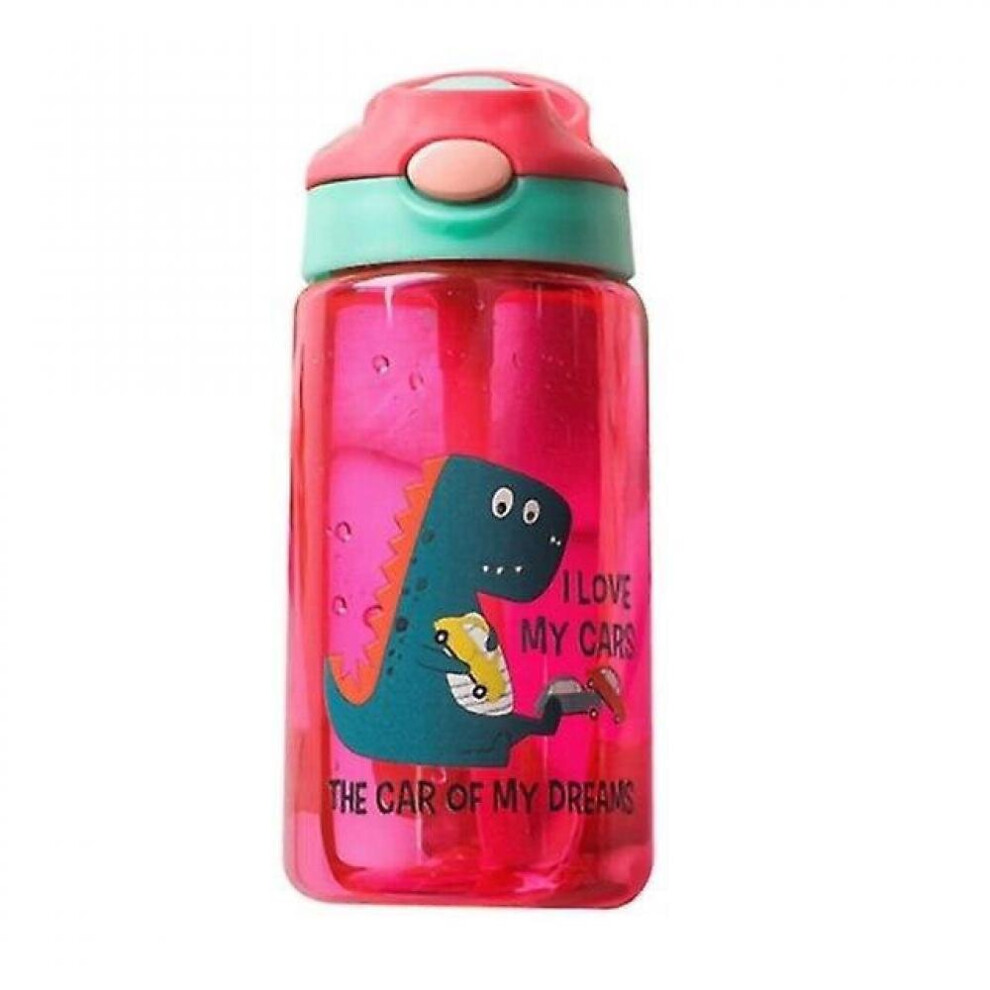 480Ml Cartoon Cute Dinosaur Baby Feeding Cup Thicken Kids Learn Drinking Water Straw Bottle(Red) Red Hkhbjs