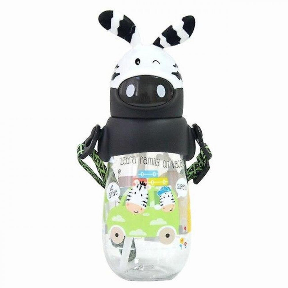 Children's Kettle 490Ml With Straw Kids Cup Bpa Free Cartoon Cute Baby Bottle(Black) Black Hkhbjs