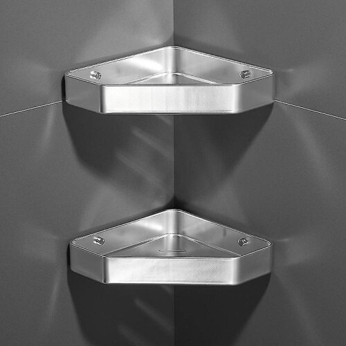 Double Layer Bathroom Storage Triangle Basket, Wall-mounted Widening Shelf, Teeth Cup Holder Space