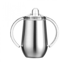 Baby Sippy Cup With Handle Double Layer 304 Stainless Steel Bpa Free(natural Color)