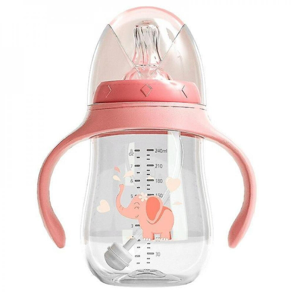 Hkhbjs Silica Gel Feeding Kids Toddler Newborn Cups Water Bottles Kids Drinking Milk Sippy(Pink)