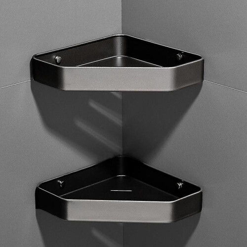 Double Layer Bathroom Storage Triangle Basket, Wall-mounted Widening Shelf, Teeth Cup Holder Space 1