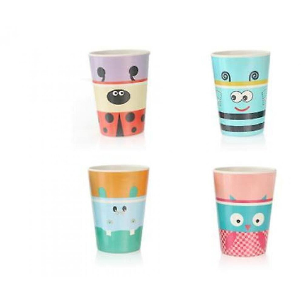 Hkhbjs 4Pcs Kids Cups Natural Bamboo Fiber Baby Cup Toddler Water Suit Children Cup(Set A)