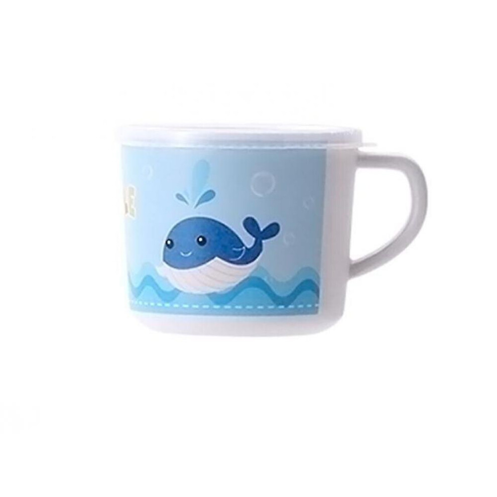 Children's Feeding Cups Fall Proof Creative Bamboo Fiber Baby Cups With Lid( Whale) Blue Hkhbjs