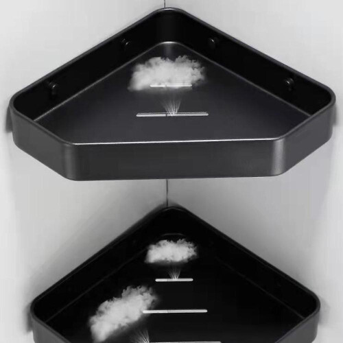 Double Layer Bathroom Storage Triangle Basket, Wall-mounted Widening Shelf, Teeth Cup Holder Space 2