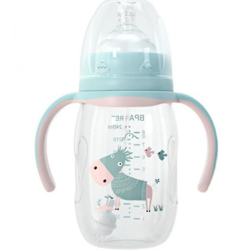 Kids Newborn Water Cup Cartoon Baby Feeding Cups With Straws Leakproof Water Bottles(Blue) Blue Hkhbjs