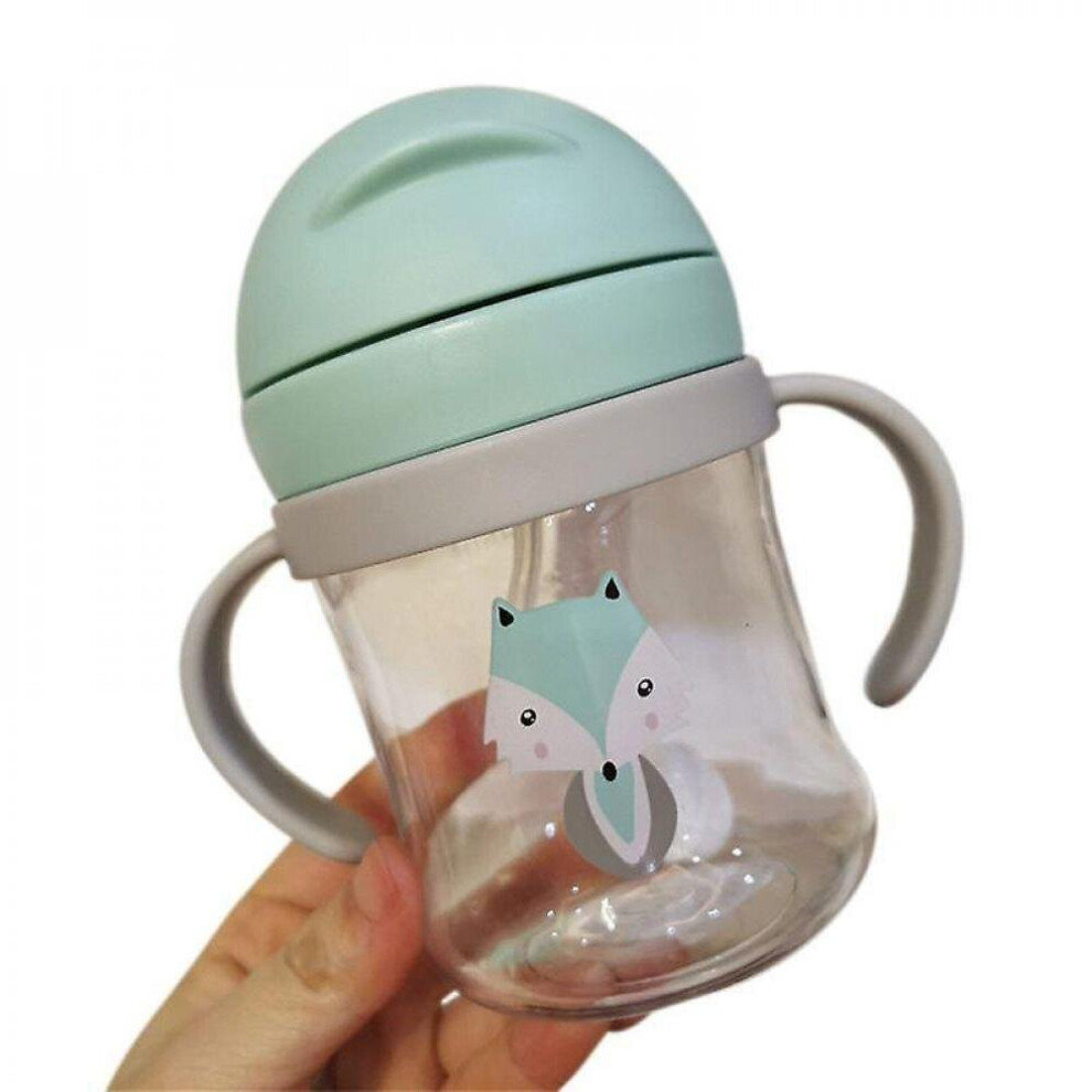 300Ml Children's Cartoon Scale Straw Cup Resistant Falling Water Bottle(Green) Green Hkhbjs