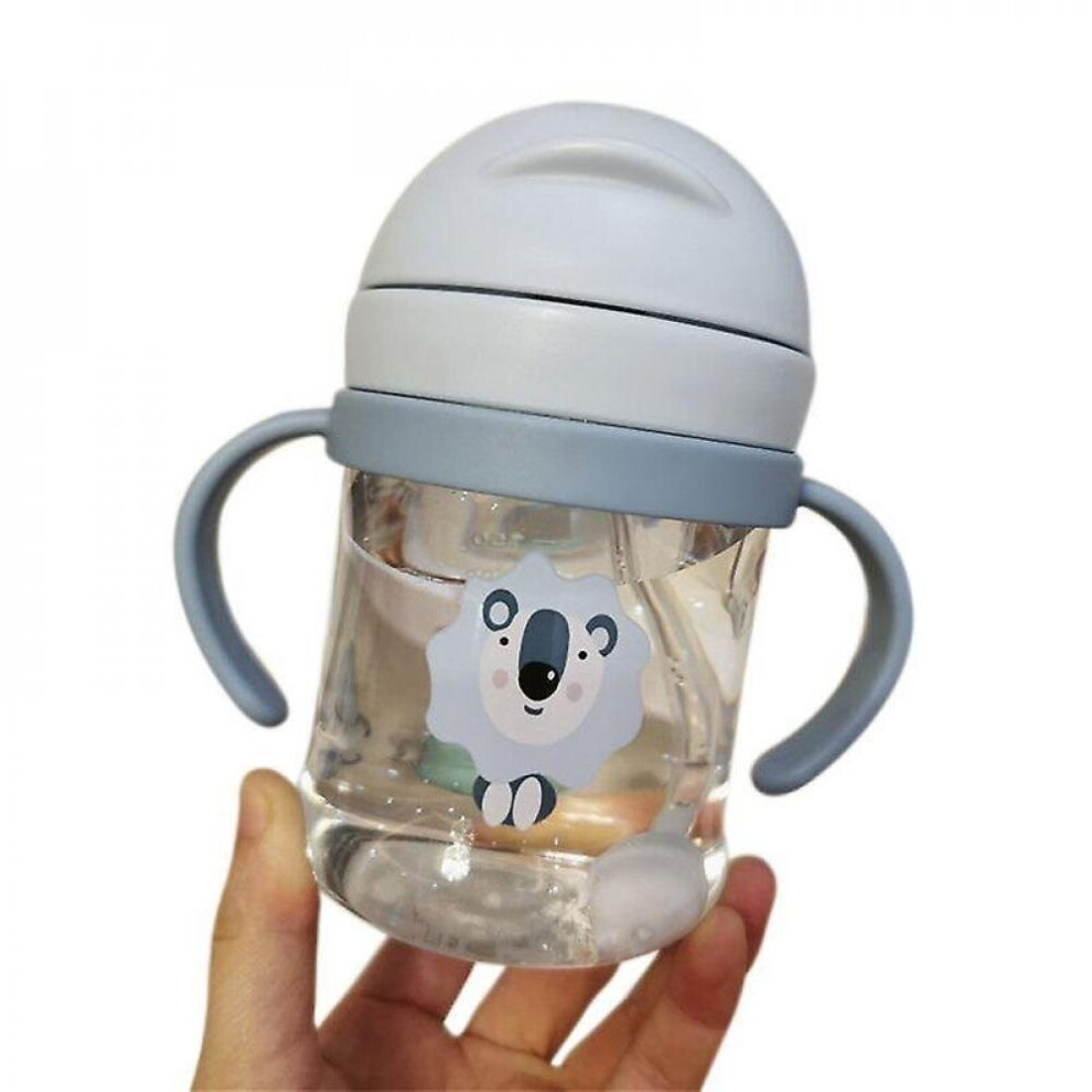300Ml Children's Cartoon Scale Straw Cup Resistant Falling Water Bottle(Blue) Blue Hkhbjs