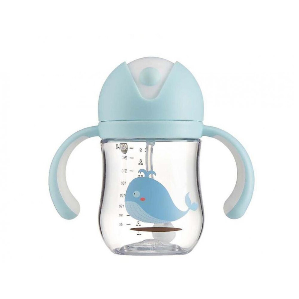 Hkhbjs Baby Sippy Strap Cup Gravity Ball Drink Water Feeding Kids Newborn Leakproof Handle Bottle(Blue)