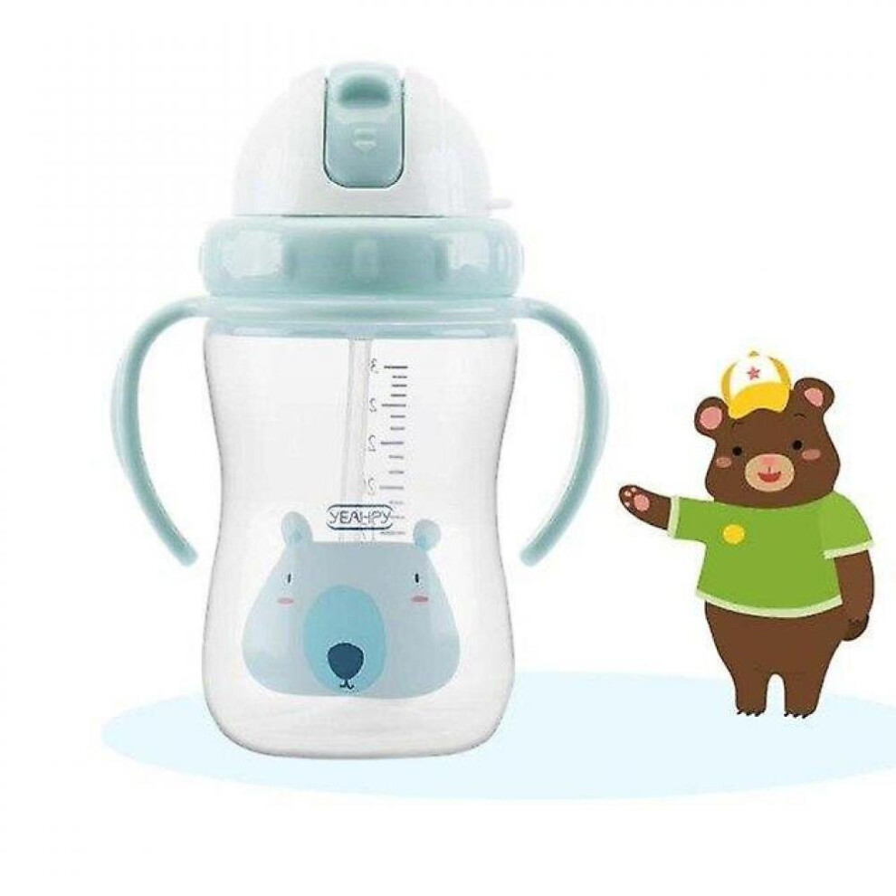 Baby Drinker Sippy Training Cup Child Mug Learn Drinking Infant Milk Water Bottle Straw(Blue) Blue Hkhbjs