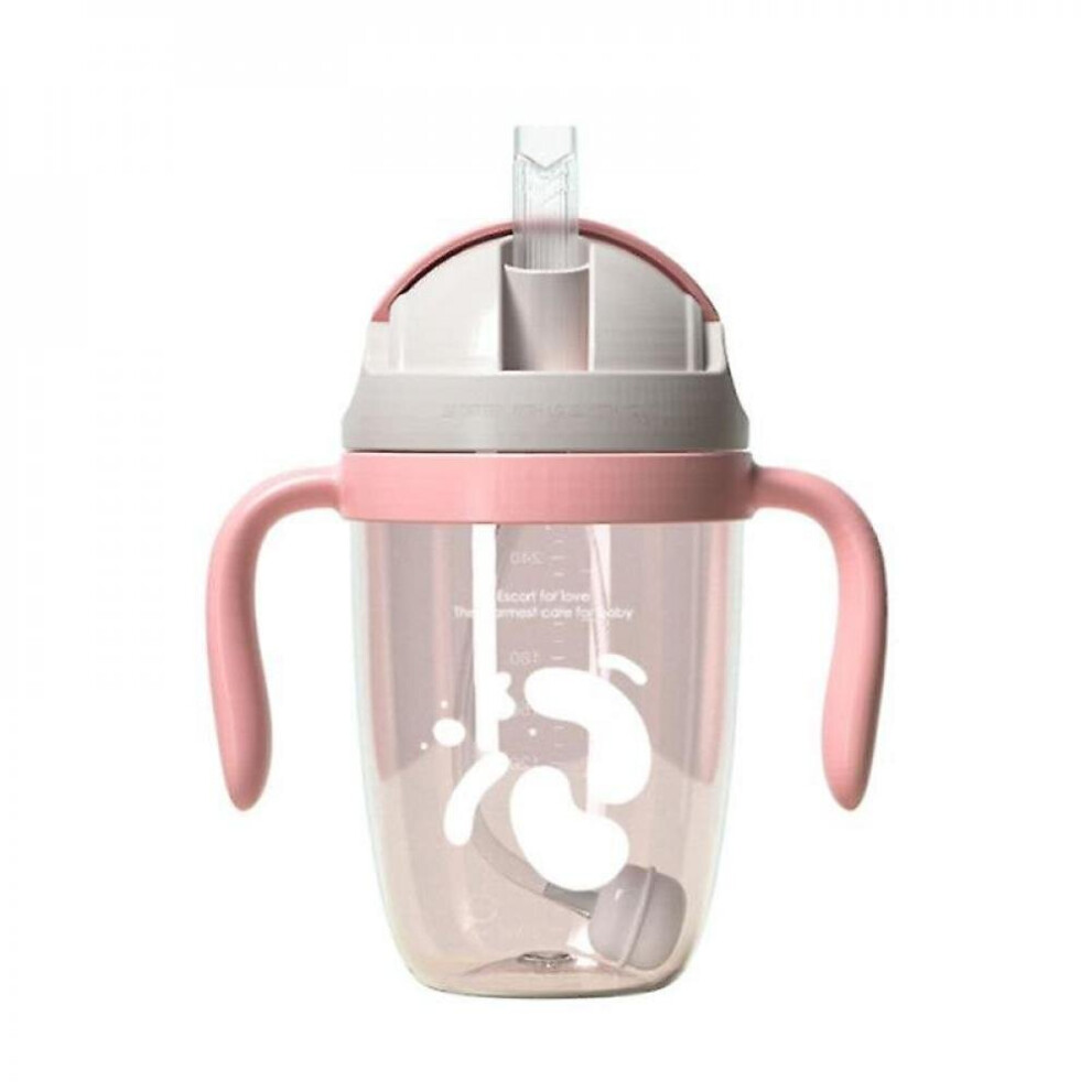 Hkhbjs Baby Feeding Bottle Newborn Milk Bottles Kids Water Cup With Straws Sling Portable Leakproof(Pink)