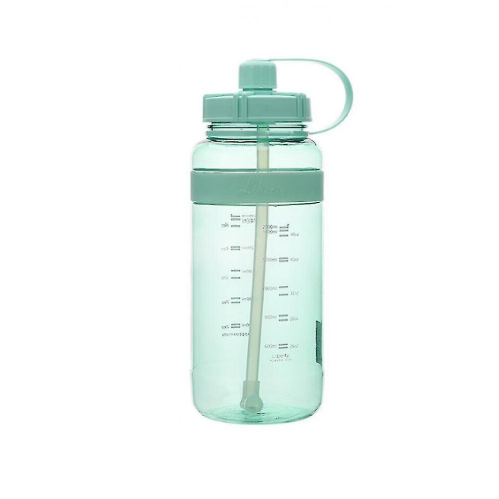 Sports Water Bottle With Straw, 2000ml Large Water Bottles With Marker(green)-image-OPC-P9YP88T-NEW
