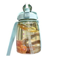 1.6l Large Water Bottle With Strap, Children's Cute Plastic Water Bottle(green)
