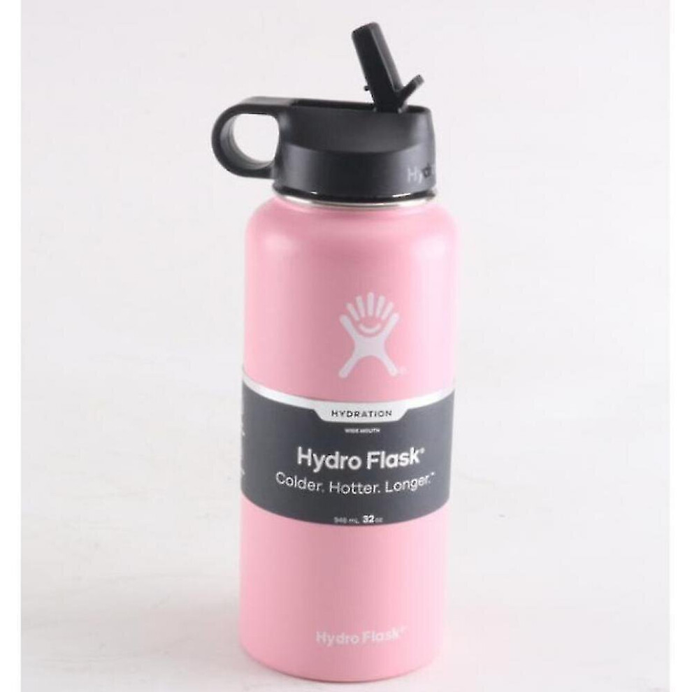32oz Pink Stainless Steel Insulated Sports Water Bottle - Double-Wall Vacuum, BPA-Free, Keeps Hot 12h / Cold 24h, Wide Mouth