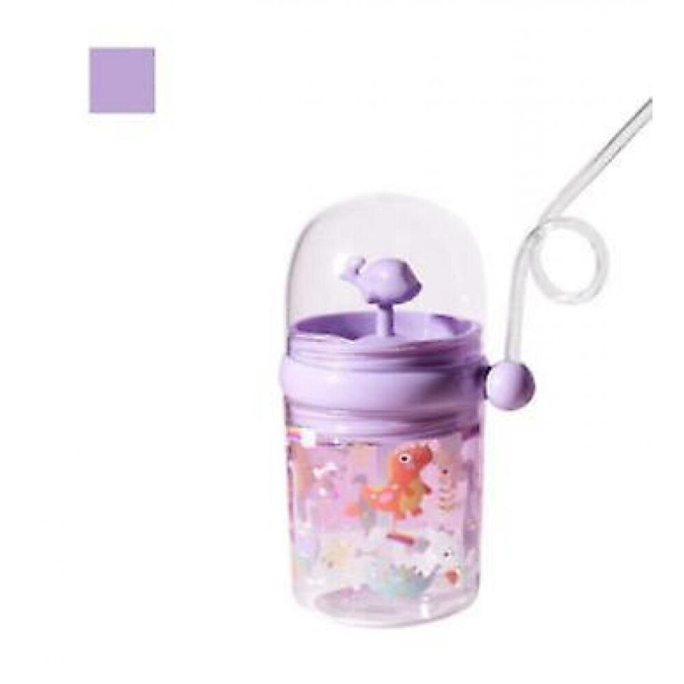 Cute Cartoon Pattern Sippy Cup Portable Children's Waterproof Cup(Taro ) Purple Hkhbjs