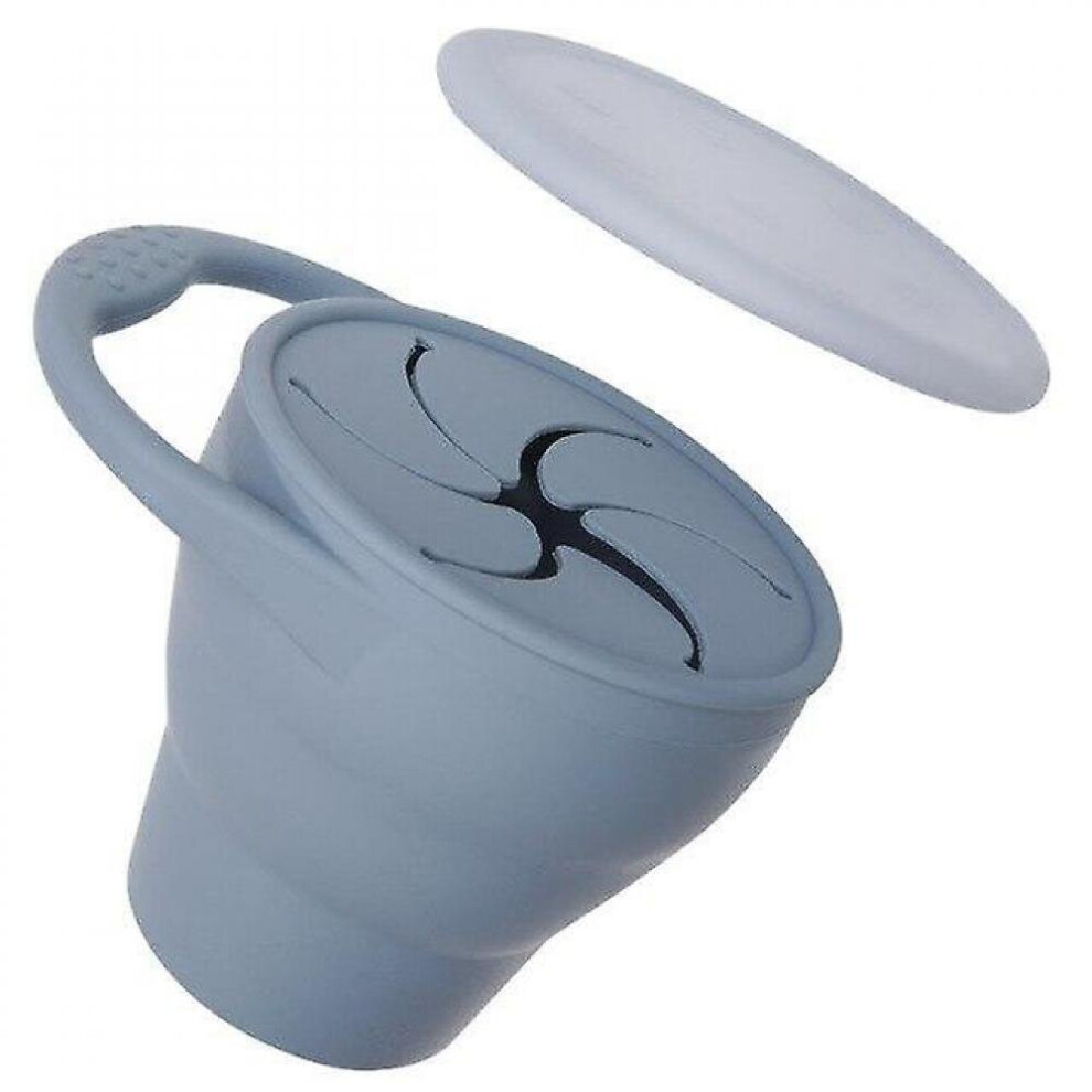 Baby Feeding Cups Kids Portable Foldable Small Silicone Food Storage Box With Lid Trainer Cup(Blue) Blue Hkhbjs
