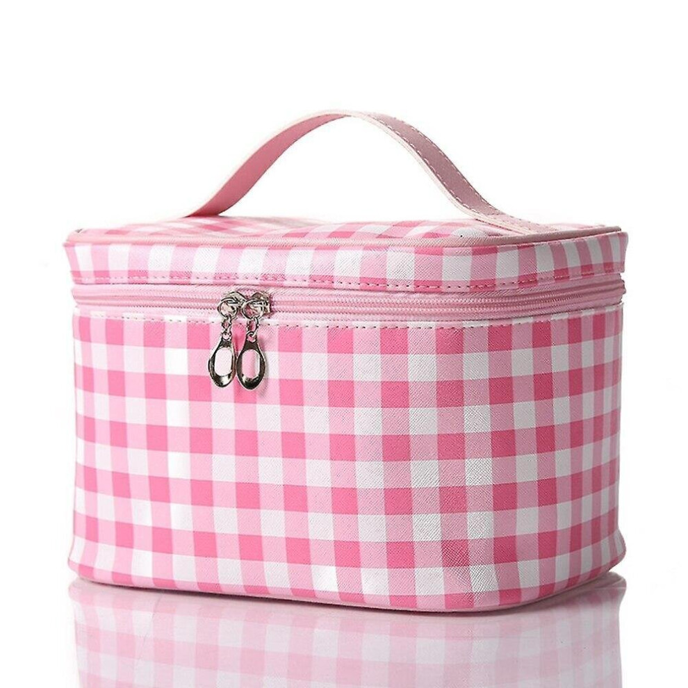 Hkhbjs Fashion Printing Plaid Cosmetic Bag Cases, Pu Zipper Portable Storage Makeup Bag, Cases