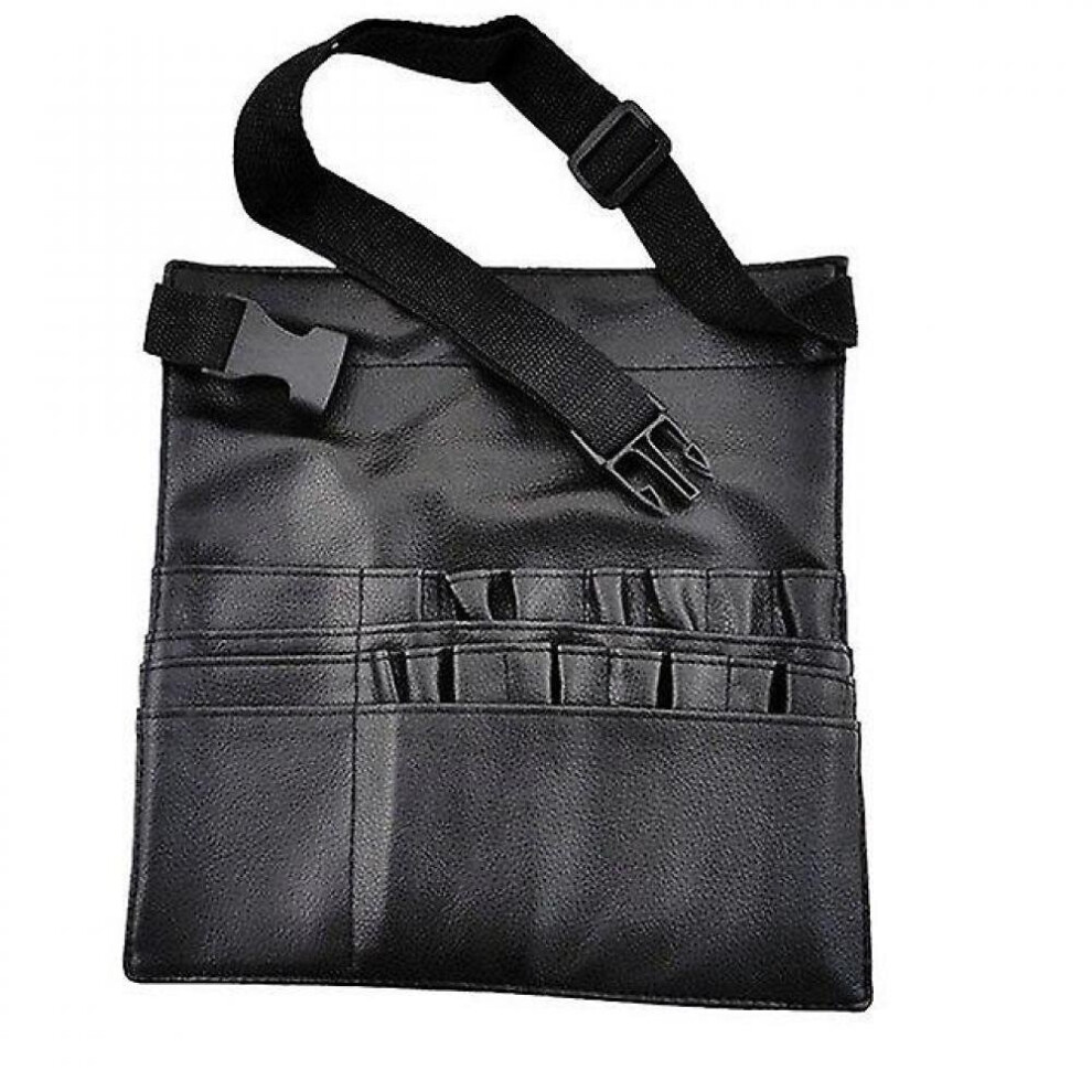 Hkhbjs Black Leather Profession Beautician Makeup Brushes Bag With Waist Belt Female Beauty Cases