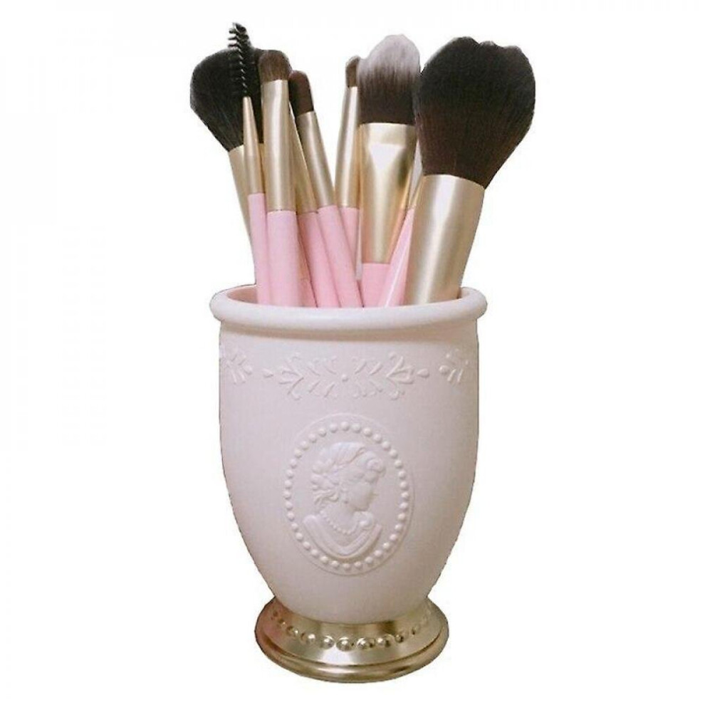 Hkhbjs Cosmetic Brush Storage Box Noble Relief Portrait Tube Makeup Beauty Storage Bucket Organizers