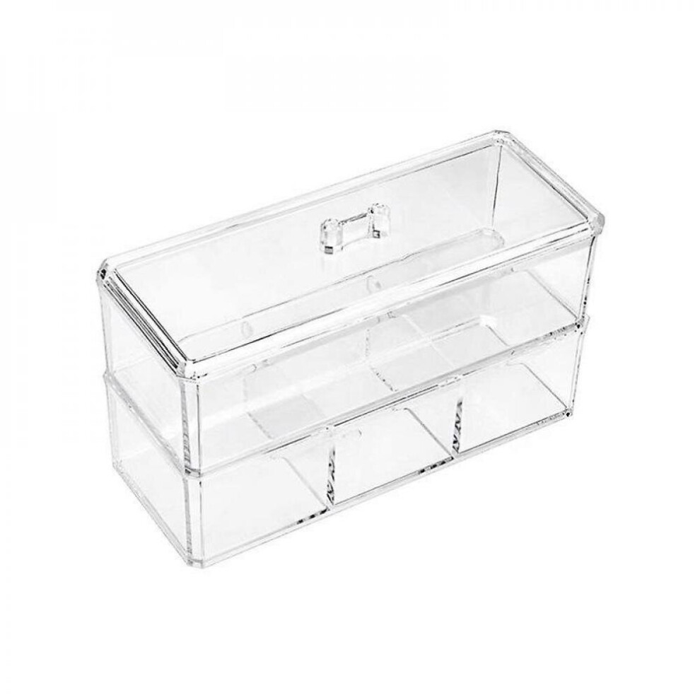 Hkhbjs 2 Layer Makeup Organizer Cosmetic Cotton Pad Brush Holder Storage Box