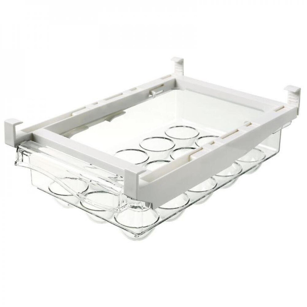 Egg Box Plastic Clear Fridge Organizer Slide Under Shelf Drawer Box Rack Holder