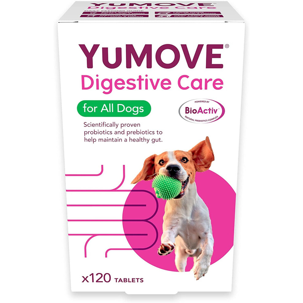 YuMOVE Digestive Care for All Dogs | Previously YuDIGEST | Probiotics for Dogs with Sensitive Digestion, All Ages and Breeds | 120 Tablets |