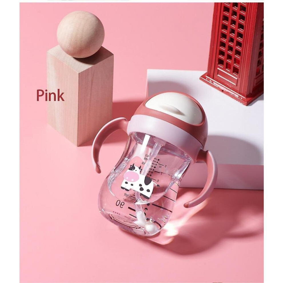 Baby Water Bottle Sippy Cup Soft Spout Cup V Type Straw Anti Choked Design For Baby(Pink) Pink Hkhbjs