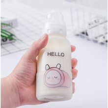 Baby Straw Glass Bottle With Scale Portable Bottles With Nipple Bpa Free(pink Rabbit)