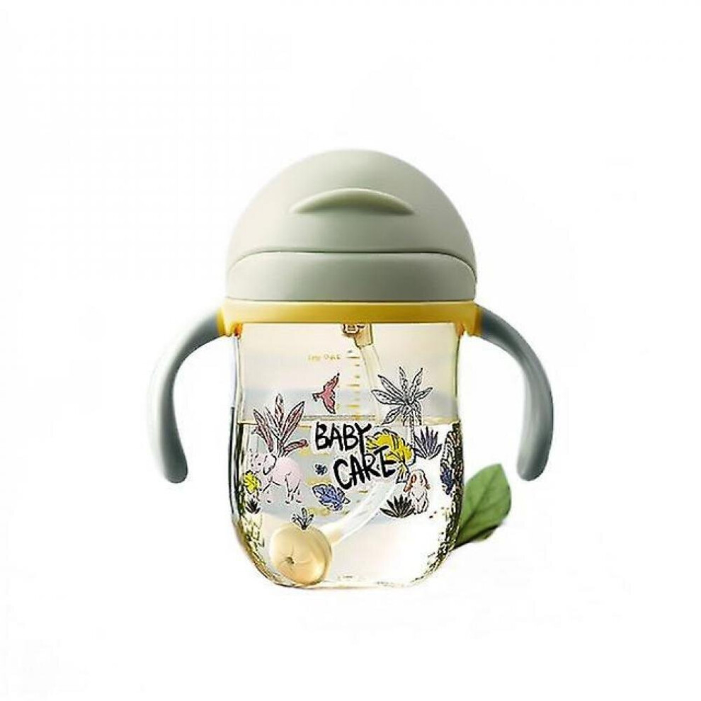 Hkhbjs Baby Sippy Cup Print Anti Choked Feeding Duckbill Cup Gravity Ball Drinking Water Bottle(Green)