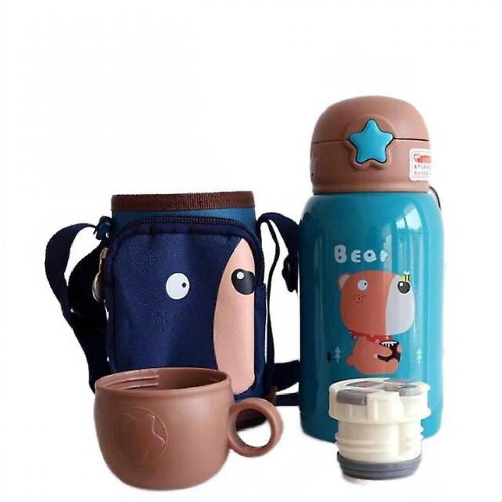 500Ml Kids Water Cup Creative Cartoon Baby Feeding Cups With Straws Leakproof Water Bottles(Blue) Blue Hkhbjs