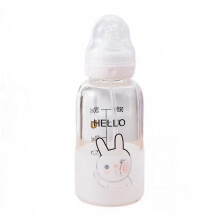Baby Straw Glass Bottle With Scale Portable Bottles With Nipple Bpa Free(white Rabbit)