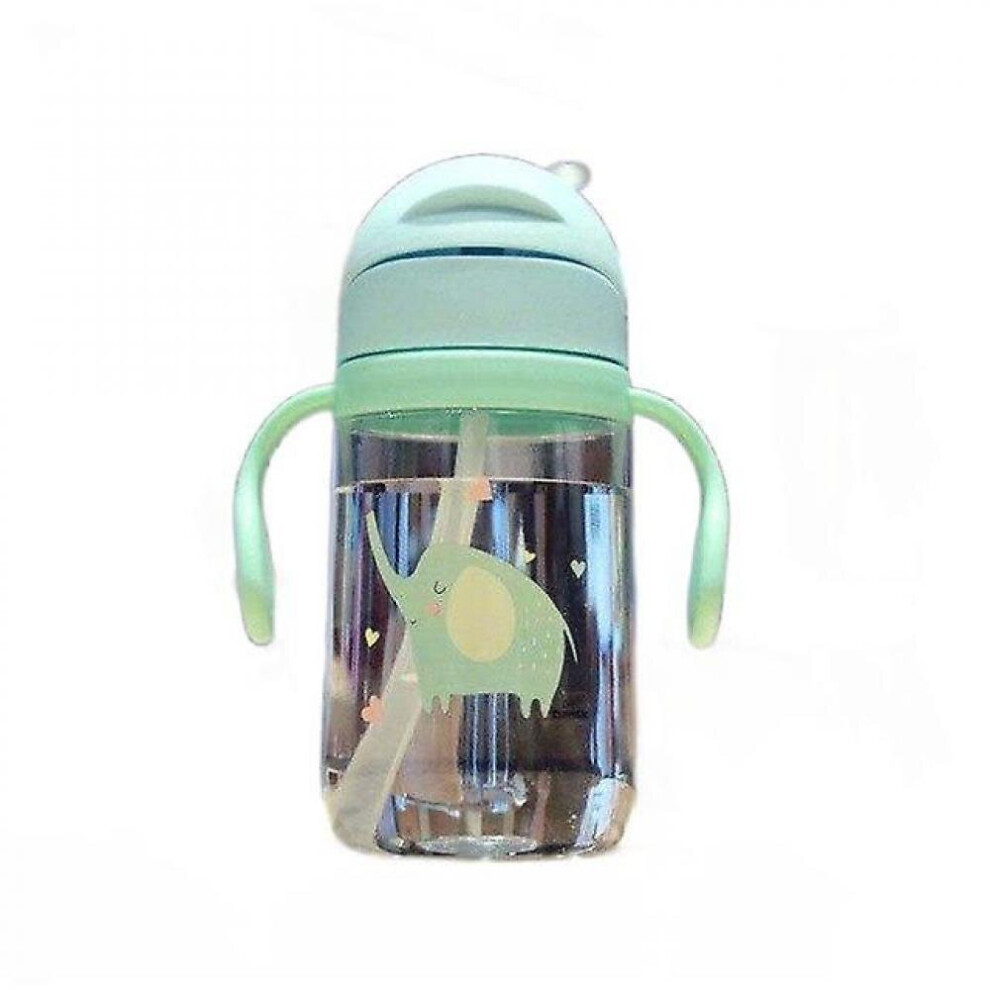 Children Cartoon Animal School Drinking Water Straw Bottle Straw Sippy Cup(Green) Green Hkhbjs