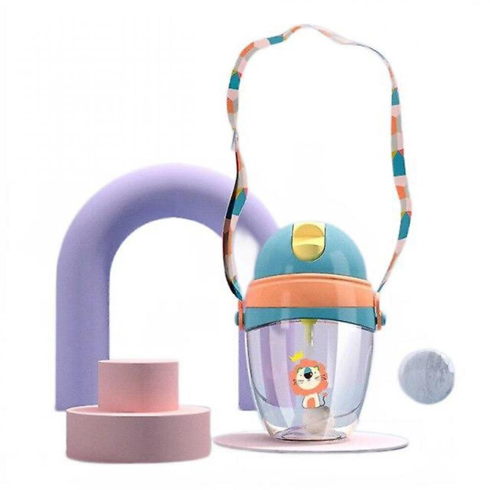 320Ml Baby Sippy Training Cup Straw Bottle Leak Proof Drinking Shoulder Strap Portable Cup(Blue) Blue Hkhbjs