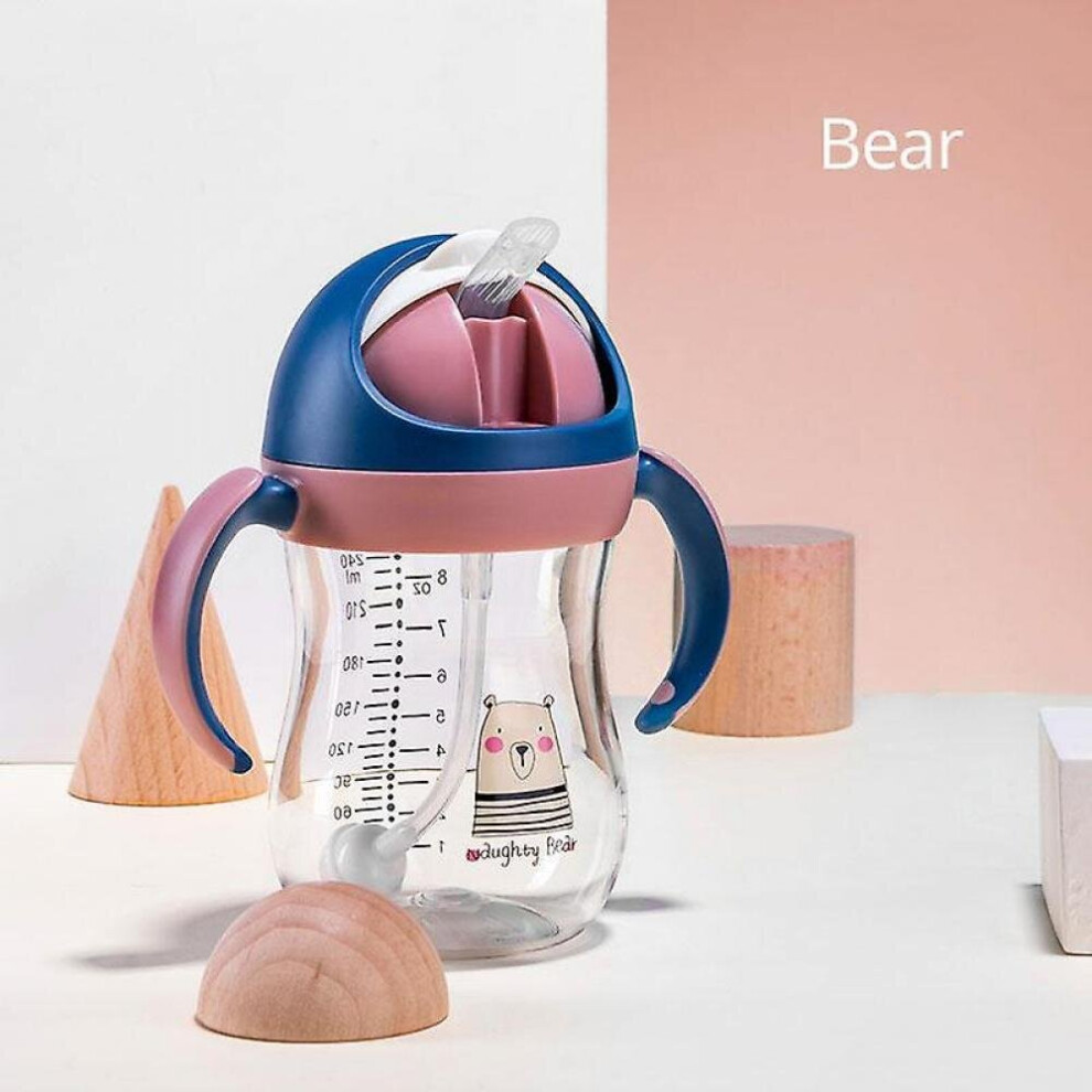 Baby Water Bottle Sippy Cup Soft Spout Cup V Type Straw Anti Choked Design For Baby(Blue) Blue Hkhbjs