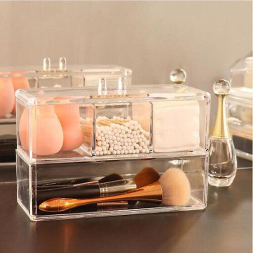 Double Layer Makeup Storage Box Cosmetics Organizerfinishing With Cover Dustproof 2