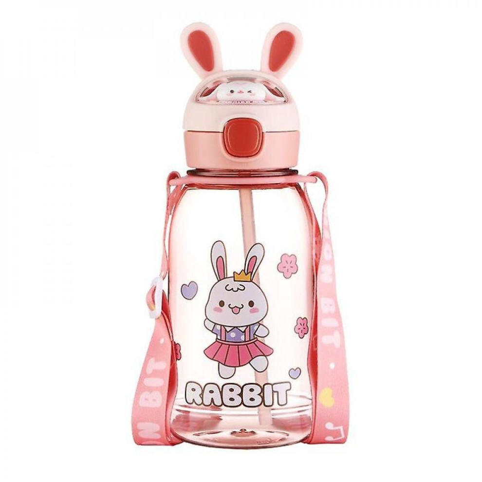 760Ml High-Value Water Cup, Children's Large-Capacity Cartoon Straw Belly Cup, Messenger Strap Cup Hkhbjs
