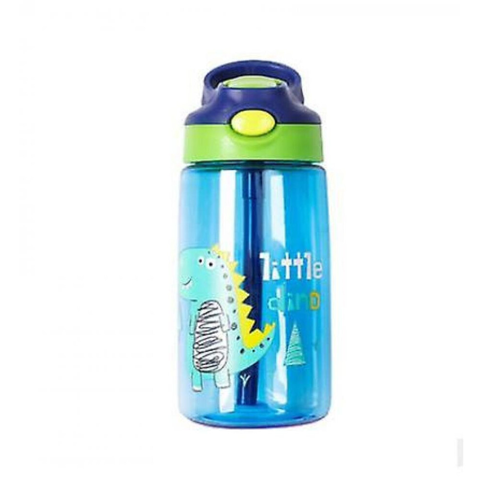 480Ml Cartoon Cute Dinosaur Baby Feeding Cup Thicken Kids Learn Drinking Water Straw Bottle(Blue) Blue Hkhbjs