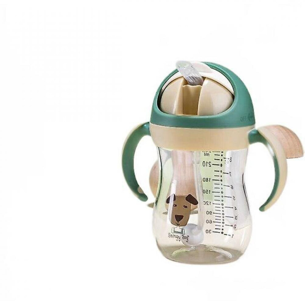 Baby Water Bottle Sippy Cup Soft Spout Cup V Type Straw Anti Choked Design For Baby(Green) Green Hkhbjs