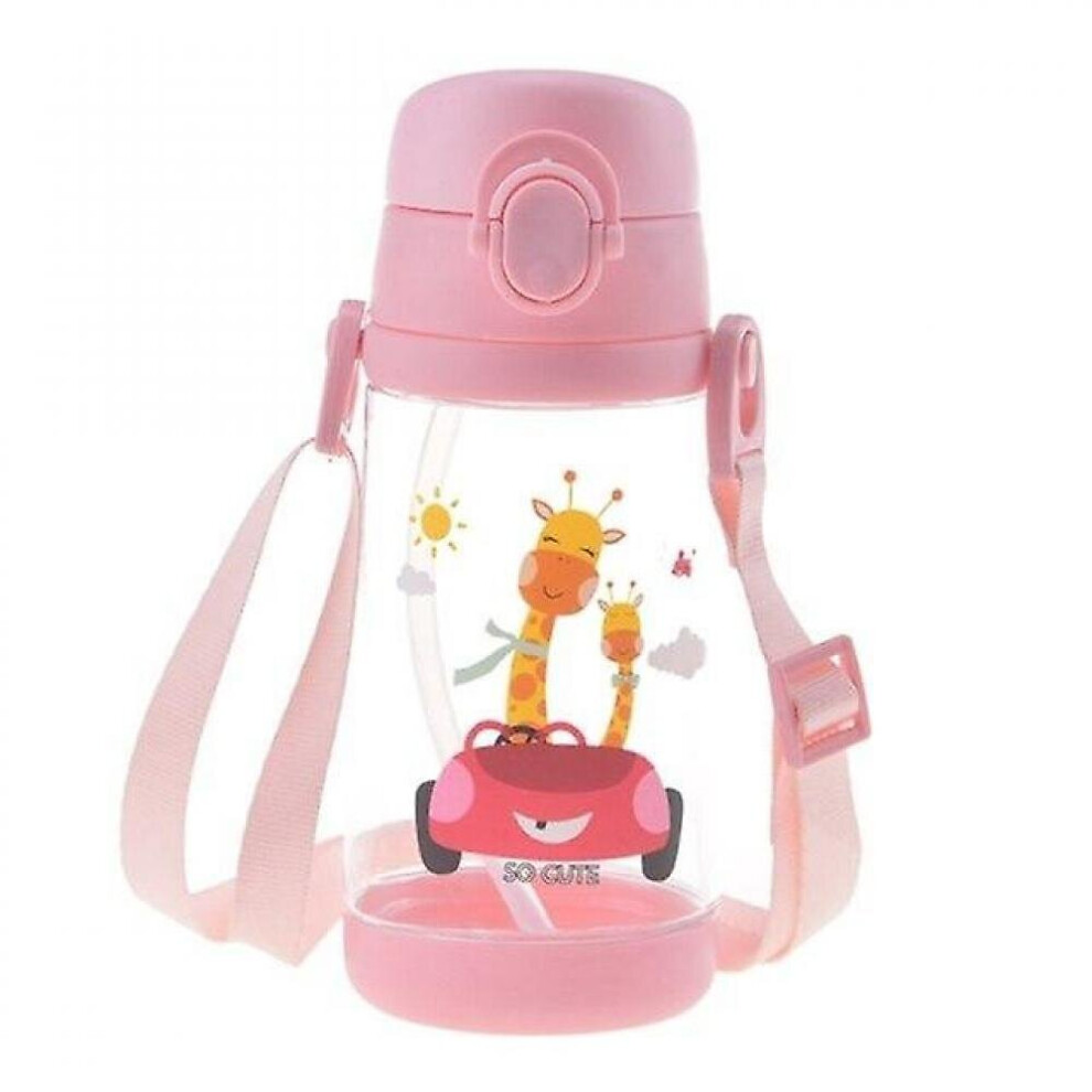480Ml Kids Water Cup Creative Cartoon Baby Feeding Cups Straws Leakproof Water Bottles(Pink) Pink Hkhbjs
