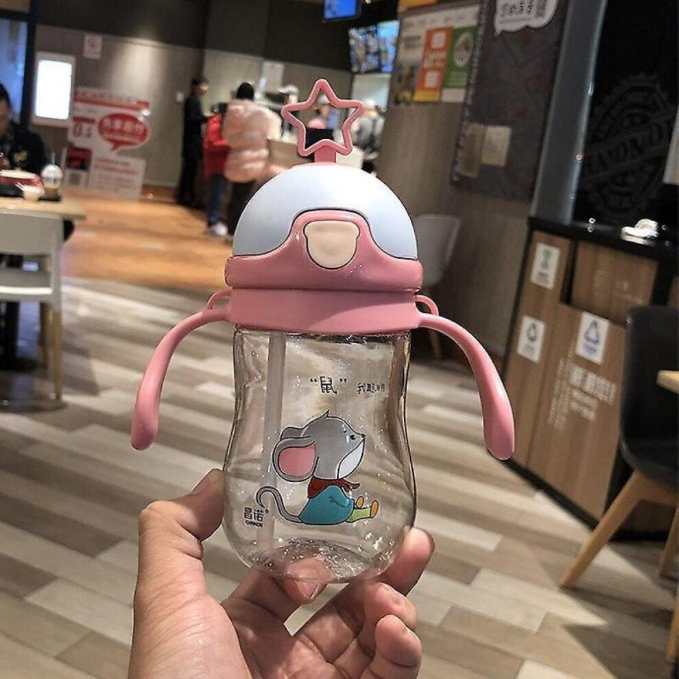 280Ml Creative Cartoon Animal Children's Water Cup Baby Learn To Drink Cup Portable Cup(Pink) Pink Hkhbjs
