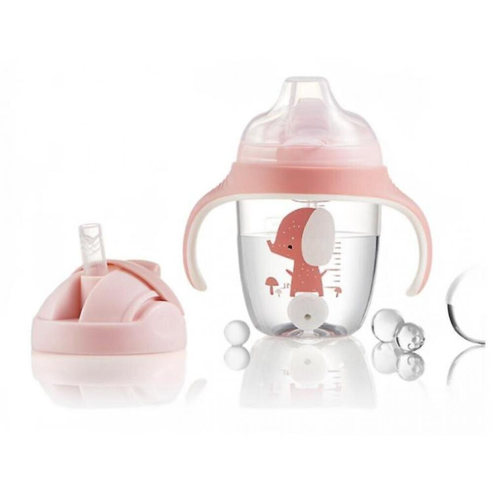 210Ml Baby Sippy Cup Toddler Drinking Water Handle Straw Bottle Leak Proof Infant Cup(Pink) Pink Hkhbjs