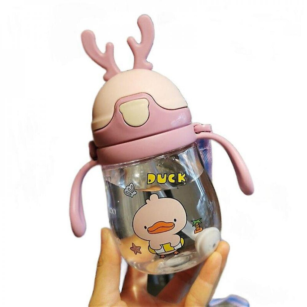 370Ml New Creative Cartoon Animal Children's Straw Feeding Babyportable Water Bottle(Purple) Purple Hkhbjs