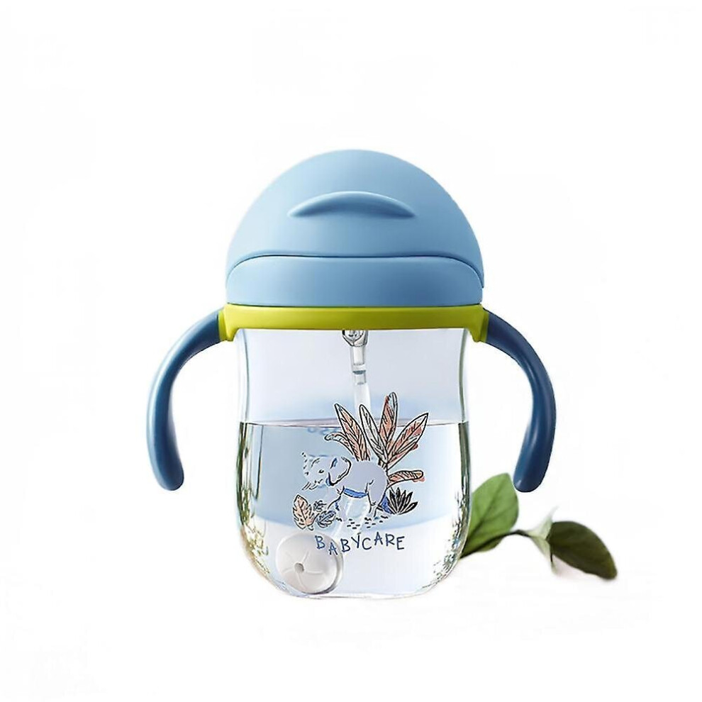 Hkhbjs Baby Sippy Cup Print Anti Choked Feeding Duckbill Cup Gravity Ball Drinking Water Bottle(Blue)