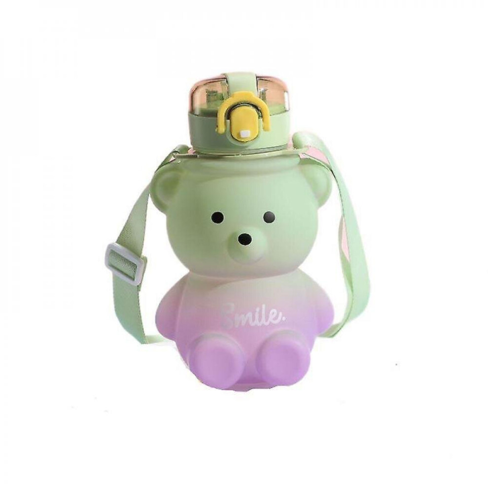 800Ml Bear Gradient Cute Water Cup, High-Value Girls Water Cup, Children's Portable Straw Cup Water Hkhbjs